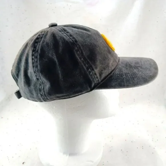 David & Young Grey Hat/ Cap with Fuzzy Yellow Smiley Logo Patch OS Adj. Strap... - Picture 4 of 8